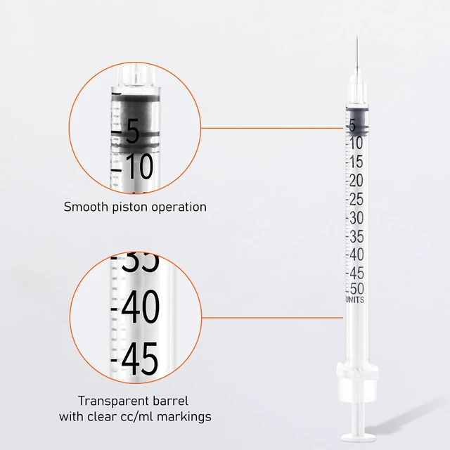 Alt view image 5 of 7 - U-100 1/2ml 31ga 0.5cc 31G x 8 mm (5/16"), 100Pack Lab Disposable Dispensing Supplies