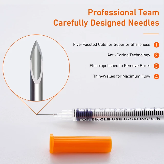 Alt view image 4 of 7 - U-100 1/2ml 31ga 0.5cc 31G x 8 mm (5/16"), 100Pack Lab Disposable Dispensing Supplies