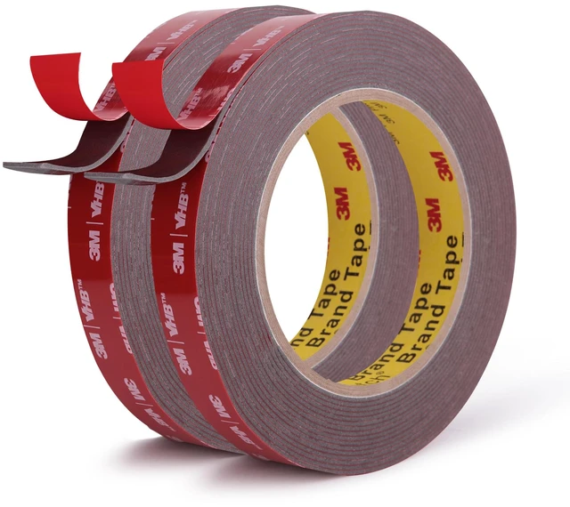Main image of 3M Double Sided Tape, Heavy Duty, 1/2 x 18Ft, Gray, 2 Pack Very High Bonding, Permanent, Weather, Waterproof Foam Mounting Tape for Home, Office, Car, Deco, Indoor, Outdoor Mountings