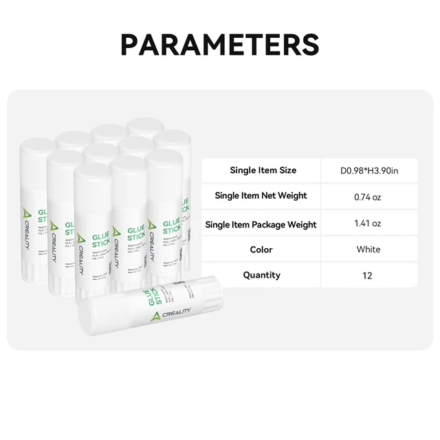 Alt view image 7 of 7 - 3D Printer Glue Sticks for Hot Bed Warping Reducing 3D Printer Bed Adhesive PVP Solid 3D Print Glue Stick 3D Gloop for PLA/ABS/PETG/PC/PA/TPU(Pack of 12)
