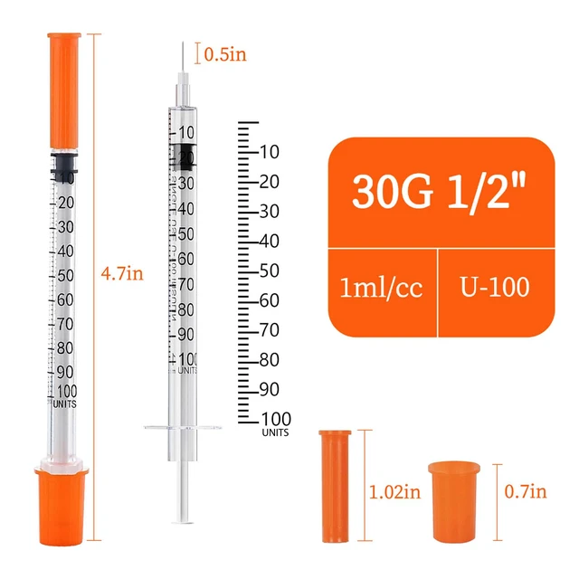 Alt view image 3 of 7 - 100PACK 1ML Syringe with 30G 1/2" (13mm) Needle, Individually Wrapped Lab Supplies (1CC 30G 1/2"-100PACK)