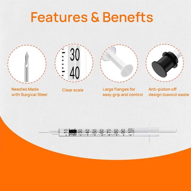 Alt view image 4 of 7 - 100PACK 1ML Syringe with 30G 1/2" (13mm) Needle, Individually Wrapped Lab Supplies (1CC 30G 1/2"-100PACK)