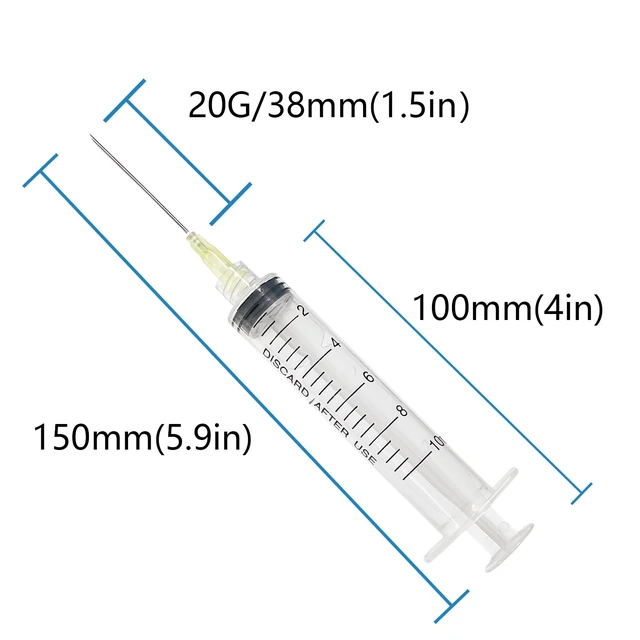 Alt view image 3 of 7 - 100pcs 10mL Syringe 20Gauge 1.5inch Luer Lock, Individually Wrapped