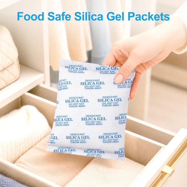 Alt view image 2 of 7 - Silica Gel Packets, 300 Gram 6 Packs Food Safe Desiccant Packs, Large Desiccant Packs for Storage, Reusable Large Moisture Absorbers for Storage Bins, 3D Filaments, Electronics, Safes