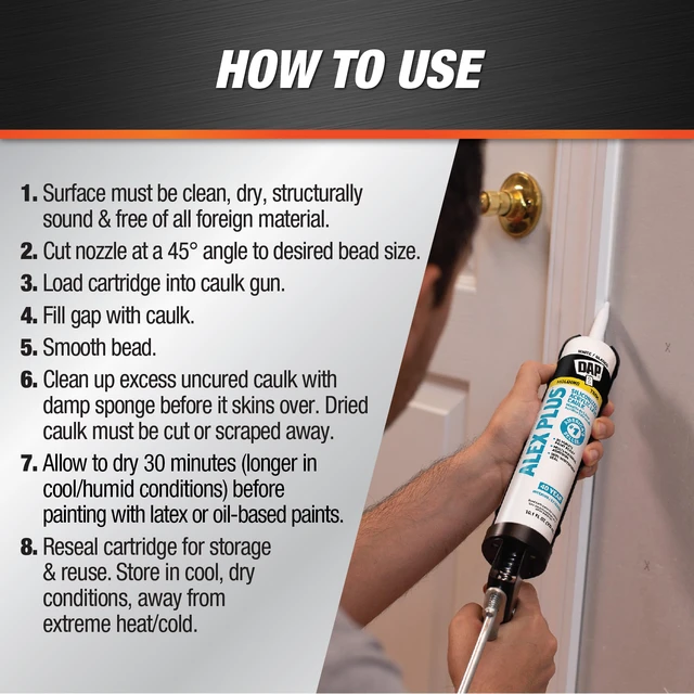 Alt view image 3 of 7 - Alex Plus Acrylic Latex Caulk, White, 10.1 Oz, 12 Pack (7079818152)