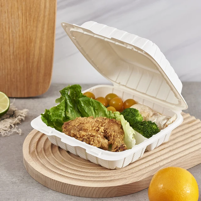 Alt view image 4 of 7 - 8X8 3Compartment 50Pack Plastic Clamshell Take Out Food Containers, Heavy Duty To-go Disposable Lunch Box Restaurant Meal Prep Packaging Catering Hinged Container (Formerly FULING)