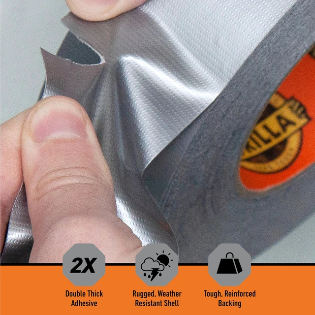Alt view image 2 of 7 - Tape,1.88 in x 10 yd,Silver - Duct,Utility,Triple Layer Strength,Indoor & Outdoor,Weather Resistant Shell,(Pack of 6)