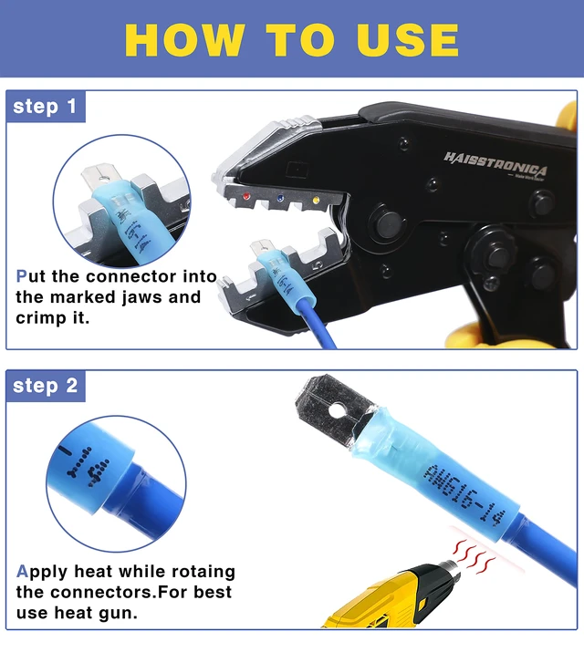 Alt view image 3 of 6 - 260PCS Heat Shrink Spade Connectors - Quick Disconnect Female & Male Spade Terminals for Watercraft, Electronics & Automotive (Pack of 2)