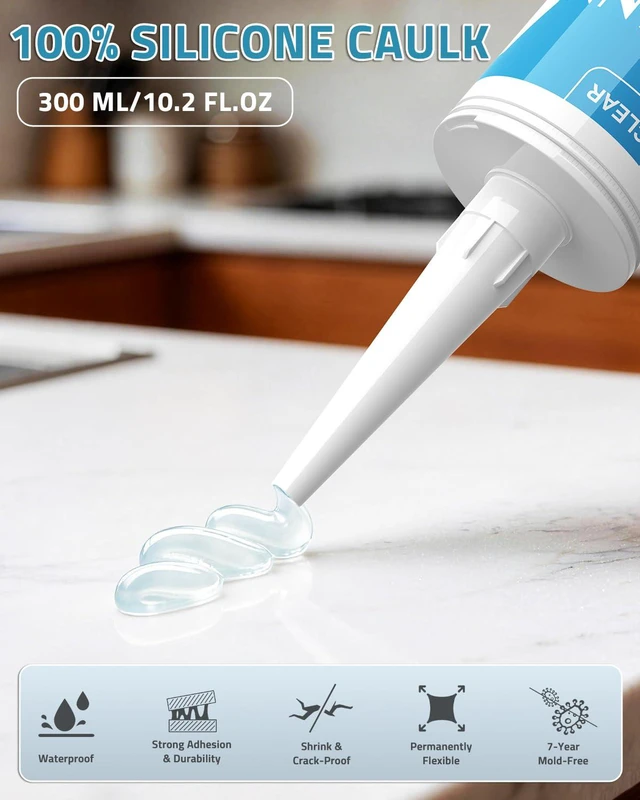 Alt view image 6 of 7 - Clear Silicone Caulk (Clear, 12 Packs)