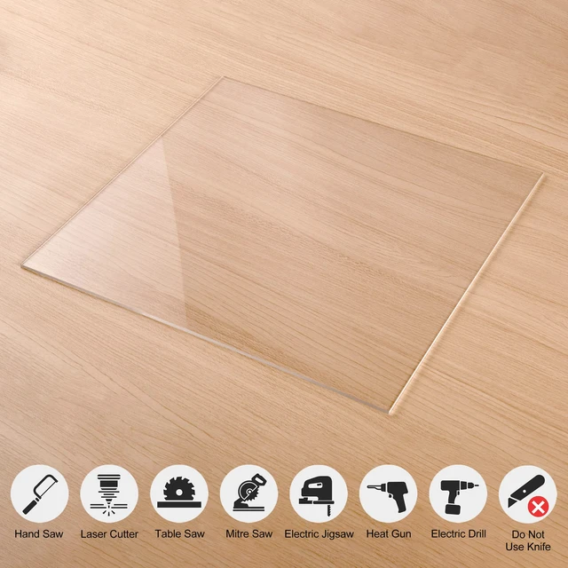 Alt view image 5 of 7 - Pack of 10 Clear Cast Acrylic Sheet 12" x 12" x 1/8" Thick (3mm) Plexiglass Panel; Transparent Square; Plastic Board; for Sign, Craft, Display Projects, Laser Cutting, Engraving