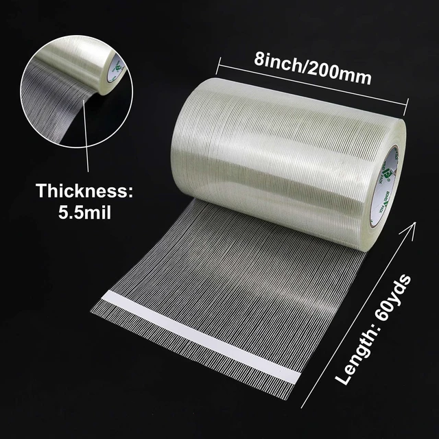 Alt view image 2 of 7 - Wide Heavy Duty Fiberglass Filament Reinforced Packing Tape 8inch, 60yds x 5.5mil