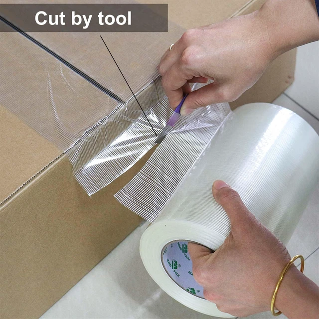 Alt view image 6 of 7 - Wide Heavy Duty Fiberglass Filament Reinforced Packing Tape 8inch, 60yds x 5.5mil