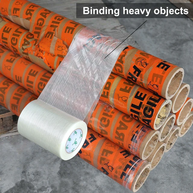 Alt view image 7 of 7 - Wide Heavy Duty Fiberglass Filament Reinforced Packing Tape 8inch, 60yds x 5.5mil