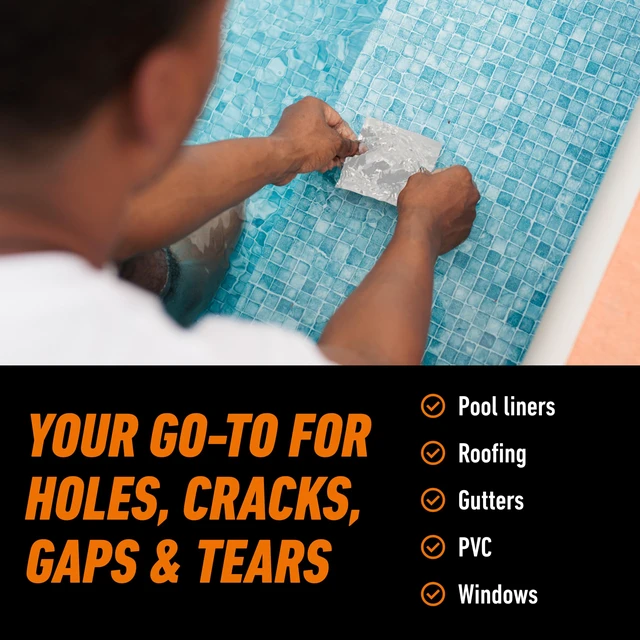 Alt view image 7 of 7 - Waterproofing Tape, Permanent, White, 4" x 10 Weather Resistant for Leaks and Repairs, Conforms to All Surfaces, UV and Moisture Resistant Backing