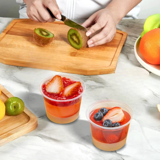 Alt view image 6 of 6 - 200 Sets-5.5 Ounce Disposable Plastic Jello Shot Cups with Lids, Souffle Portion Cups