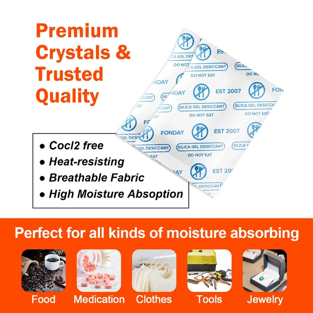 Alt view image 2 of 7 - 1 Gram 500 Packets Food Grade Silica Gel Desiccant Packs Premium silica beads absorb moisture effectively, keeping snacks, jerky, spices & vitamins dry and fresh