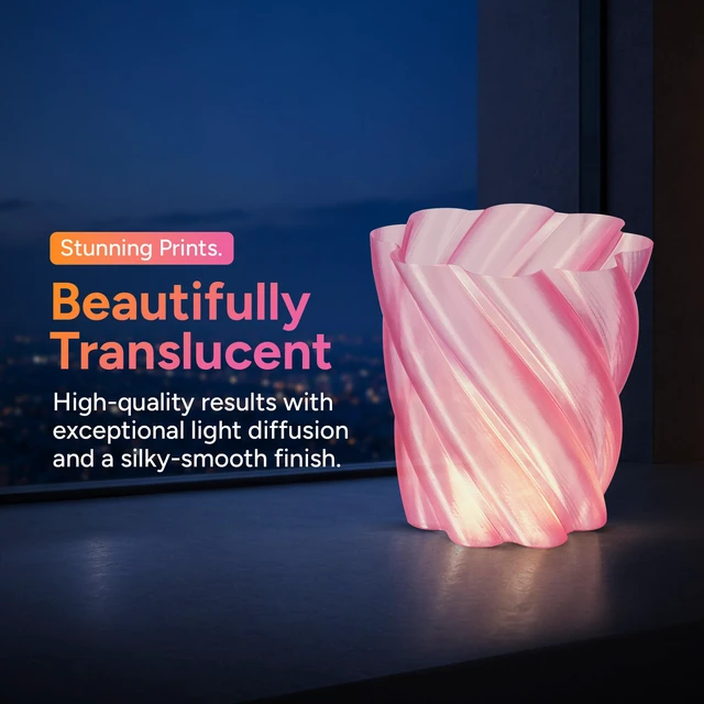 Alt view image 2 of 7 - Panchroma Translucent PLA Filament 1.75mm, 1kg, Light Pink Neatly Wound, Semi Transparent PLA, Easy Print & Smooth Feeding, Compatible with Bambu Lab & Most 3D Printers