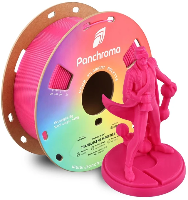Main image of Panchroma Translucent PLA Filament 1.75mm, 1kg, Magenta Neatly Wound, Semi Transparent PLA, Easy Print & Smooth Feeding, Compatible with Bambu Lab & Most 3D Printers