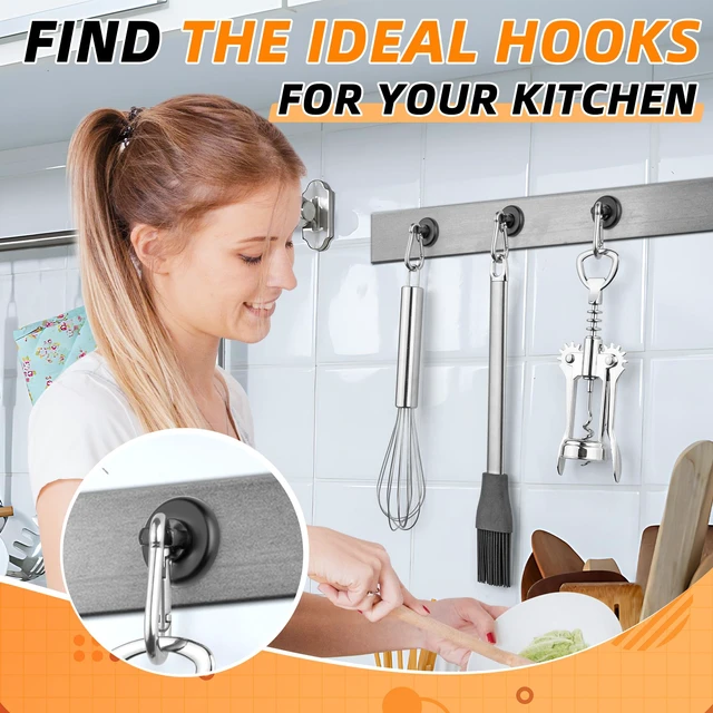 Alt view image 2 of 7 - Magnetic Hooks, Strong Magnets Heavy Duty, 10 Pack 70 LBS Strong Magnetic Hooks with Swivel Carabiner for Hanging Magnet with Hook for Kitchen, School, Home