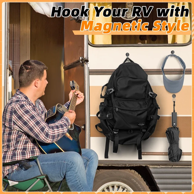 Alt view image 4 of 7 - Magnetic Hooks, Strong Magnets Heavy Duty, 10 Pack 70 LBS Strong Magnetic Hooks with Swivel Carabiner for Hanging Magnet with Hook for Kitchen, School, Home