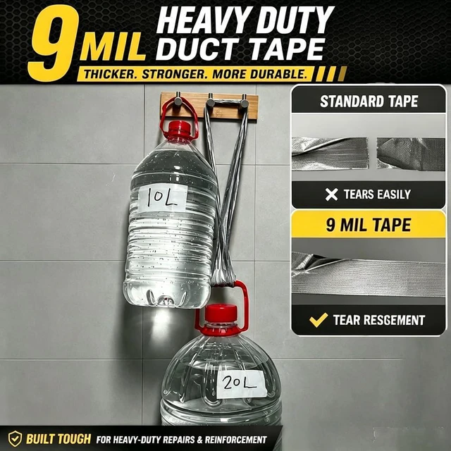 Alt view image 4 of 7 - 9 Mil Duct Tape Heavy Duty, 2 in x 45 YD, 3-Pack, Black/Silver/White Strong adhesion, waterproof, residue-free removal, ideal for indoor and outdoor sealing, patching, and repair