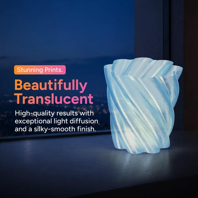 Alt view image 2 of 7 - Panchroma Translucent PLA Filament 1.75mm, 1kg, Light Blue Neatly Wound, Semi Transparent PLA, Easy Print & Smooth Feeding, Compatible with Bambu Lab & Most 3D Printers
