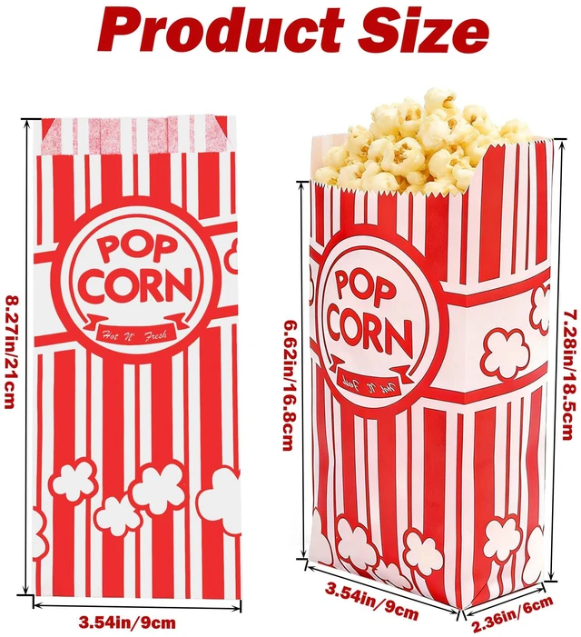 Alt view image 2 of 6 - 800 Pcs Paper Popcorn Bags for Party, 1 oz Individual Servings Small Popcorn Bag Bulk, For Pop Corn Machine, Movie Night, Cinema, Carnival, Party, Concessions