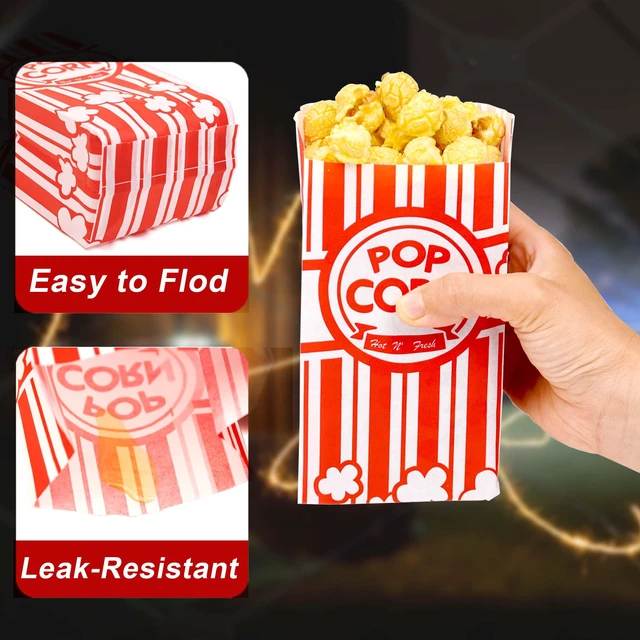Alt view image 4 of 6 - 800 Pcs Paper Popcorn Bags for Party, 1 oz Individual Servings Small Popcorn Bag Bulk, For Pop Corn Machine, Movie Night, Cinema, Carnival, Party, Concessions