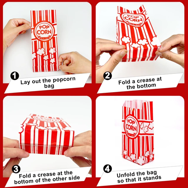Alt view image 5 of 6 - 800 Pcs Paper Popcorn Bags for Party, 1 oz Individual Servings Small Popcorn Bag Bulk, For Pop Corn Machine, Movie Night, Cinema, Carnival, Party, Concessions