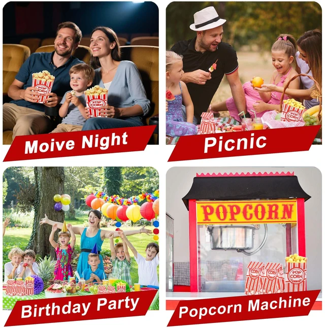 Alt view image 6 of 6 - 800 Pcs Paper Popcorn Bags for Party, 1 oz Individual Servings Small Popcorn Bag Bulk, For Pop Corn Machine, Movie Night, Cinema, Carnival, Party, Concessions