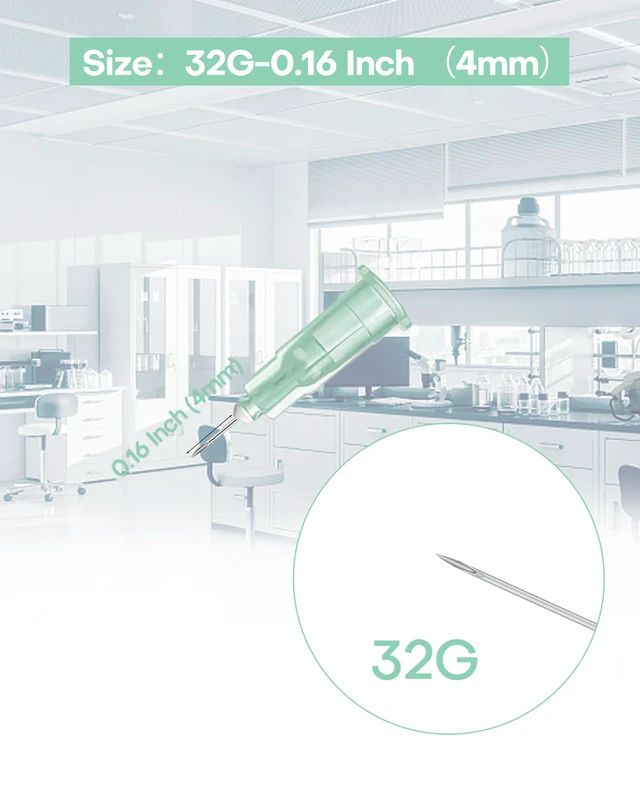 Alt view image 3 of 7 - 100 Pcs 32G 4mm Needle 32 Gauge Sterile Disposable Injection Needles Dispensing Lab Supplies Individually Sealed Packaging