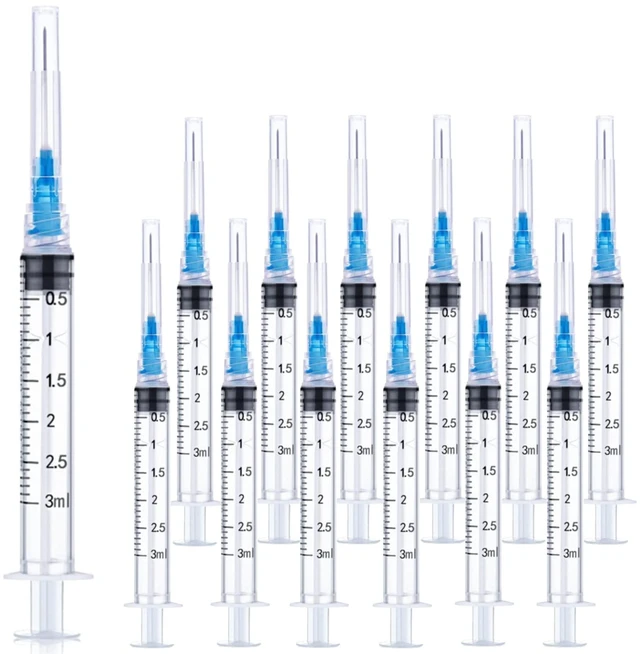 Main image of 100 Pack 3ml 23Ga Lab Syringe Tools with Measurement, Individually Packed