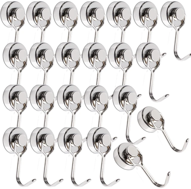 Main image of 24 Pack Swivel Swing Magnetic Hooks, Strong Neodymium Magnetic Hooks Heavy Duty for Hanging, Rare Earth Magnet Hagner for Grill Classroom Cruise Kitchen Indoor Outdoor, 20mm in Diameter