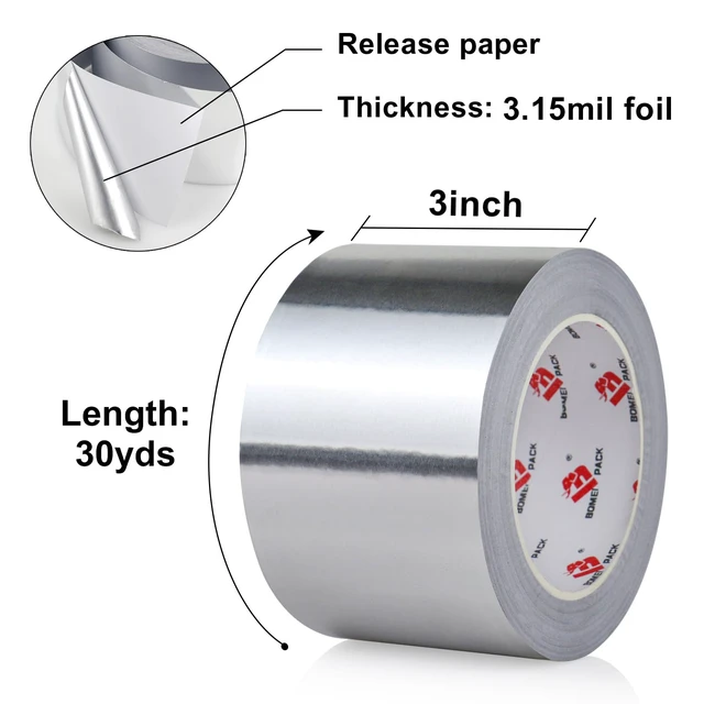 Alt view image 7 of 7 - Aluminum Foil Tape,Heavy Duty Metal Foil Tape,High Temperature Silver Duct Tape,Perfect for Sealing & Patching,HVAC,Air Ducts,Insulation and Metal Repair (6 Inch)