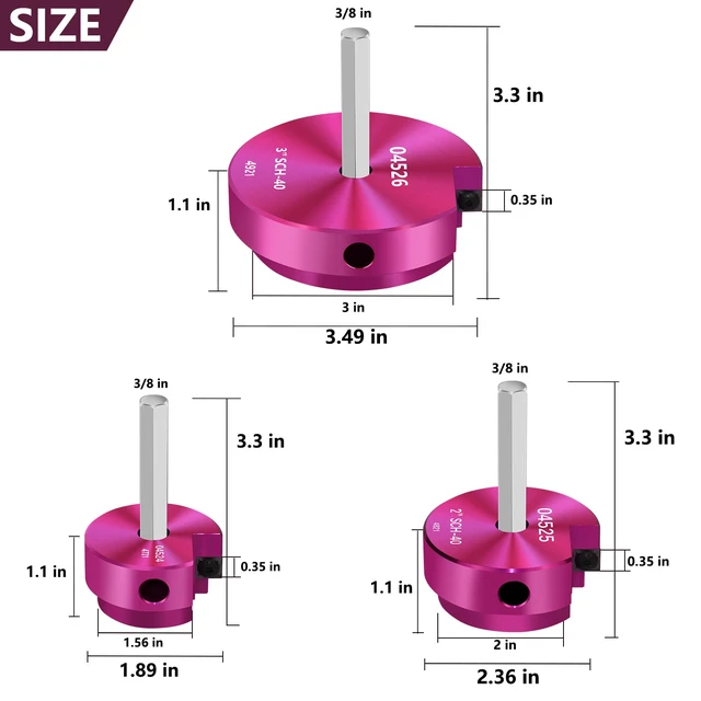 Alt view image 4 of 7 - PVC Pipe Reamer 1-1/2",2",3", PVC Fitting Saver Socket Saver for Plumbing 3-Piece Plastic Pipe Reamer Tool Kit for Sch.40 CPVC ABS Hub Fittings,Fit 1/2" Drills,with 1/4" Hex Shaft for Pipes Cleaning