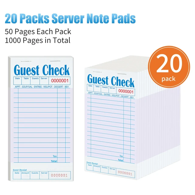 Alt view image 2 of 7 - 20 Pack/1000 Tickets Guest Checks Books for Servers, Purple
