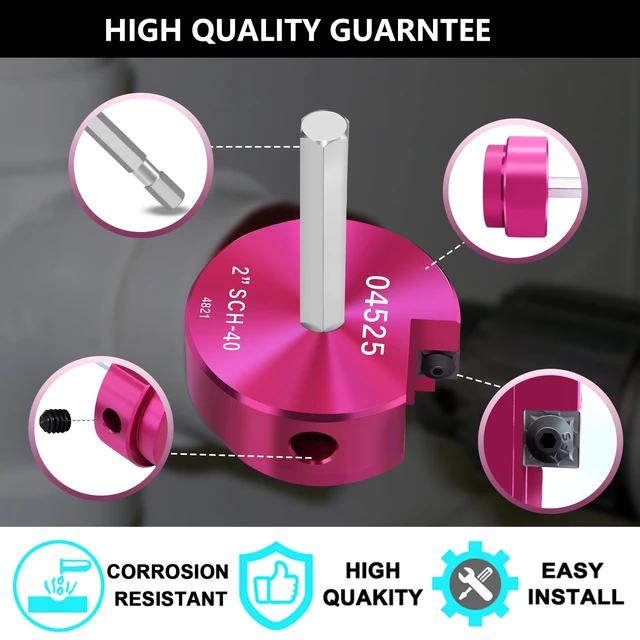Alt view image 6 of 7 - PVC Pipe Reamer 1-1/2",2",3", PVC Fitting Saver Socket Saver for Plumbing 3-Piece Plastic Pipe Reamer Tool Kit for Sch.40 CPVC ABS Hub Fittings,Fit 1/2" Drills,with 1/4" Hex Shaft for Pipes Cleaning