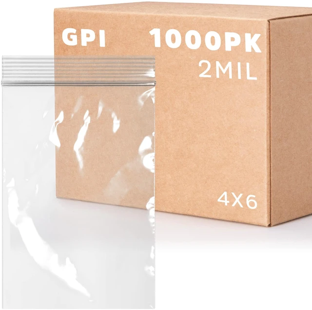 Main image of Clear Plastic Reclosable Zip Bags - Bulk Case of 1000, 4" x 6" 2 mil Thick Strong & Durable Poly Baggies With Resealable Zip Top Lock For Travel, Storage, Packaging & Shipping