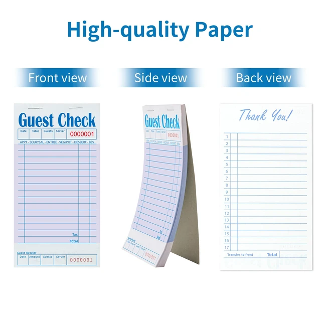 Alt view image 3 of 7 - 20 Pack/1000 Tickets Guest Checks Books for Servers, Purple