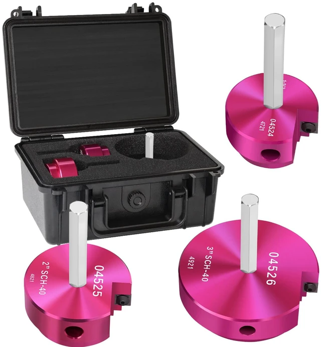 Main image of PVC Pipe Reamer 1-1/2",2",3", PVC Fitting Saver Socket Saver for Plumbing 3-Piece Plastic Pipe Reamer Tool Kit for Sch.40 CPVC ABS Hub Fittings,Fit 1/2" Drills,with 1/4" Hex Shaft for Pipes Cleaning