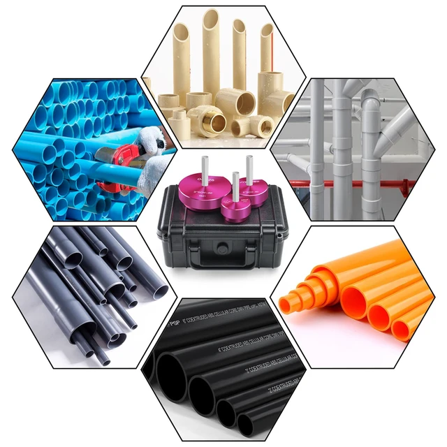 Alt view image 7 of 7 - PVC Pipe Reamer 1-1/2",2",3", PVC Fitting Saver Socket Saver for Plumbing 3-Piece Plastic Pipe Reamer Tool Kit for Sch.40 CPVC ABS Hub Fittings,Fit 1/2" Drills,with 1/4" Hex Shaft for Pipes Cleaning
