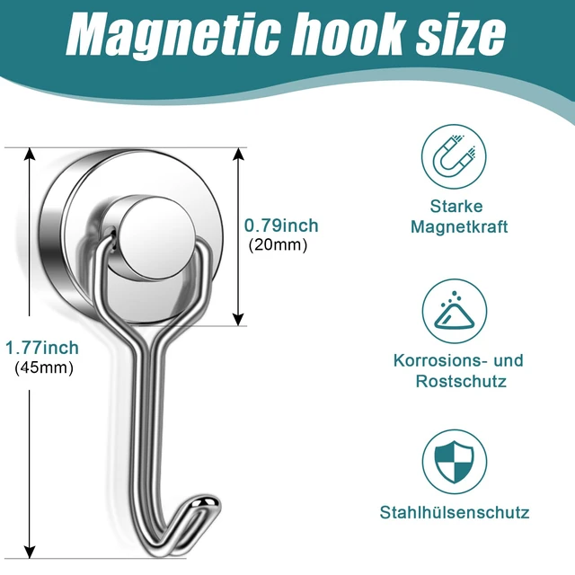 Alt view image 3 of 7 - 24 Pack Swivel Swing Magnetic Hooks, Strong Neodymium Magnetic Hooks Heavy Duty for Hanging, Rare Earth Magnet Hagner for Grill Classroom Cruise Kitchen Indoor Outdoor, 20mm in Diameter