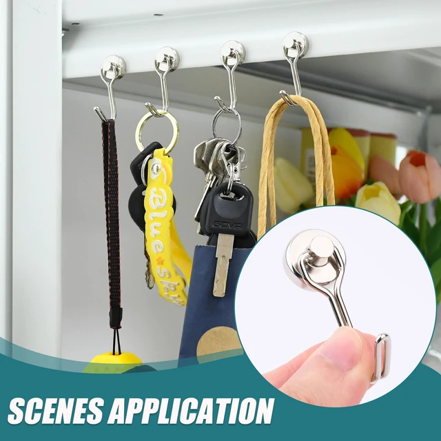 Alt view image 4 of 7 - 24 Pack Swivel Swing Magnetic Hooks, Strong Neodymium Magnetic Hooks Heavy Duty for Hanging, Rare Earth Magnet Hagner for Grill Classroom Cruise Kitchen Indoor Outdoor, 20mm in Diameter