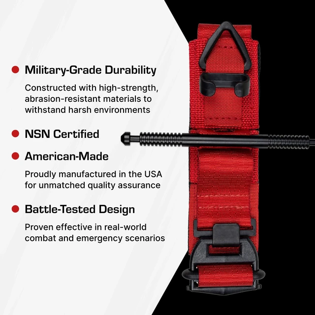 Alt view image 3 of 7 - (Generation 5) - Military-Grade Tourniquet for Severe Bleeding Control. Exclusive Tourniquet of the American Red Cross® (Red), TacMed Solutions