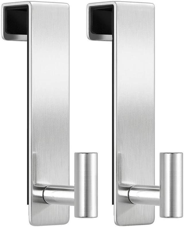 Main image of Heavy Duty Over Door Hooks - Fits 1.77" Wide Hanger, Towel Door Hook for Clothes, Robe, Coats, Bags (Silvery, T Shape 2 Pack, Fits 1-3/4'' Thick)