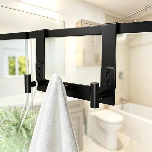 Alt view image 4 of 7 - Over The Door Hooks, Coat Rack Over The Door Heavy Duty Towel Rack Clothes Hanger for Bathroom liveroom Kitchen (3 Hook, Fits 1-3/4'' Thick)