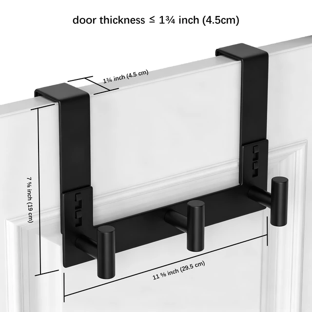 Alt view image 2 of 7 - Over The Door Hooks, Coat Rack Over The Door Heavy Duty Towel Rack Clothes Hanger for Bathroom liveroom Kitchen (3 Hook, Fits 1-3/4'' Thick)