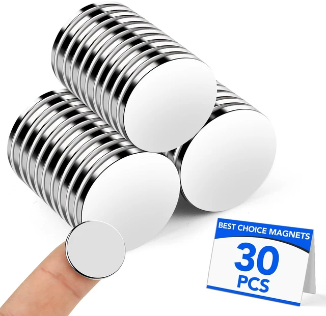 Main image of 30 Pack Rare Earth Neodymium Magnets, 20x2mm Silver, Round, Nickel Silver, Refrigerator, Whiteboard, Kitchen Cabinet Magnets