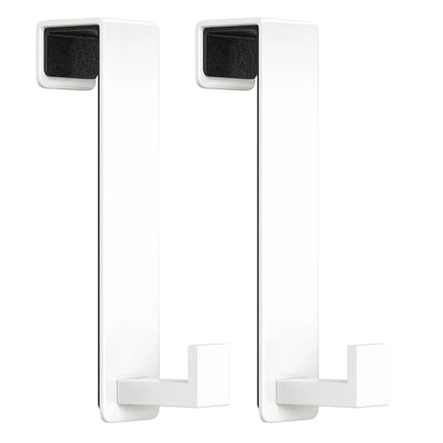 Alt view image 6 of 7 - Heavy Duty Over The Door Hooks, Easy Install Door Holder for Coats, Stainless Steel Hanger Hook for Bedroom, Office, Towel (White, L Shape 2 Pack, Fits 1-3/4'' Thick)