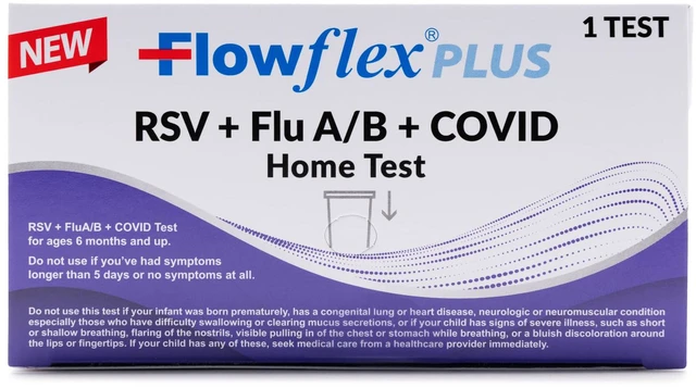 Main image of Plus RSV + Flu A/B + COVID Home Test (1 Test) 4-in-1 Home Test Kit, Rapid Results in 15 Minutes, OTC At-Home Antigen Test for Adults & Children